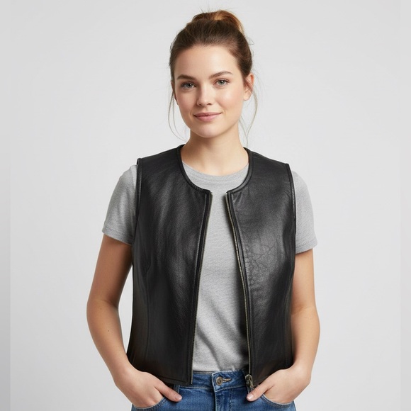 Maxima Jackets & Blazers - WILSON’S LEATHER Maxima Vintage Leather Vest L 19” p2p Black EUC